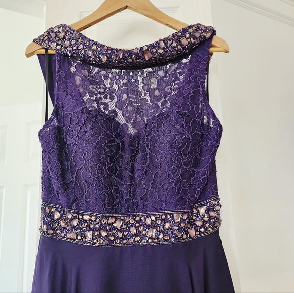 Mac Duggal Purple Crystal Beaded Formal Evening Prom Long Gown Mac Duggal Purple Crystal Beaded Formal Evening Prom Long Gown